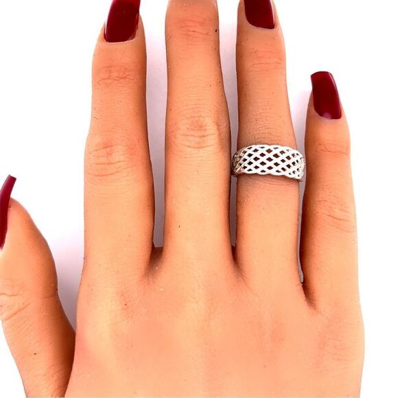 Sterling Silver 925 Basket Weave Ring - Picture 8 of 10